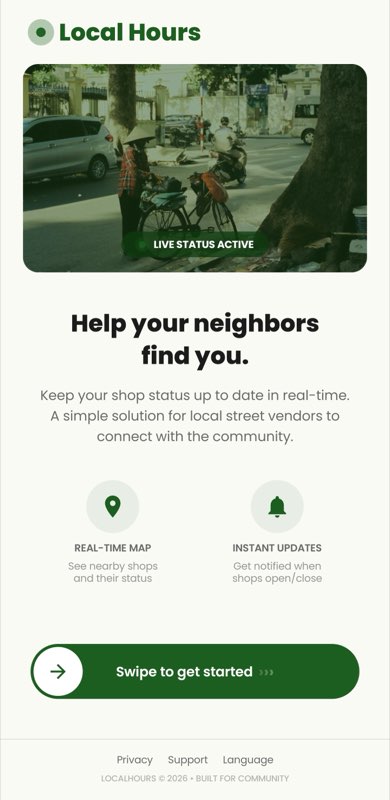 Local Hours onboarding screen